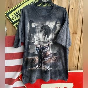 Vintage 2003 The Mountain American Native and spirit Horses tie dye T-shirt  XL